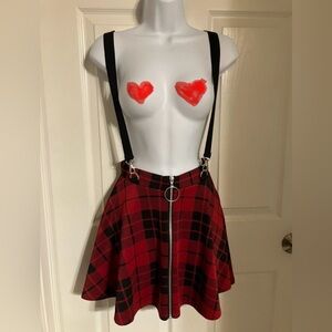Hot Topic Plaid Skirt with suspenders